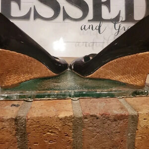 Franco Sarto L-Fresh Wedge Burgundy Weave Heel Wmns Sz 8.5